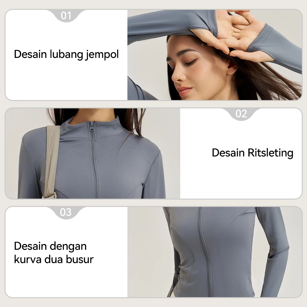 COSI COZY Jaket Lengan Panjang Untuk Olahraga Yoga Wanita UPF 50+ /Anti UV - Image 5