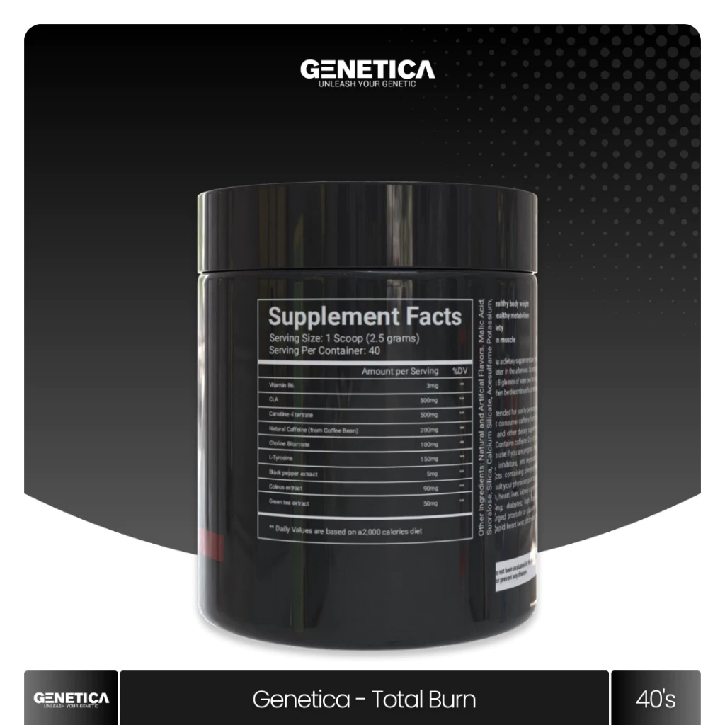 Genetica Total Burn Fat Burner 100 Gram CLA L Carnitine - Image 2