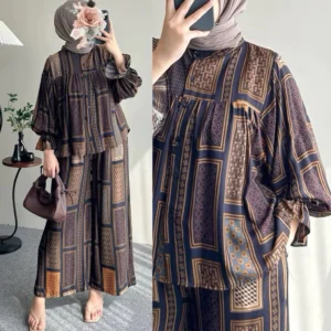 Setelan Rayon Motif Bahan Rayon Premium One Set Terbaru / Bahan Lembut Setelan Terbaru Kekinian JUMBO Setelan Celana Kulot Panjang