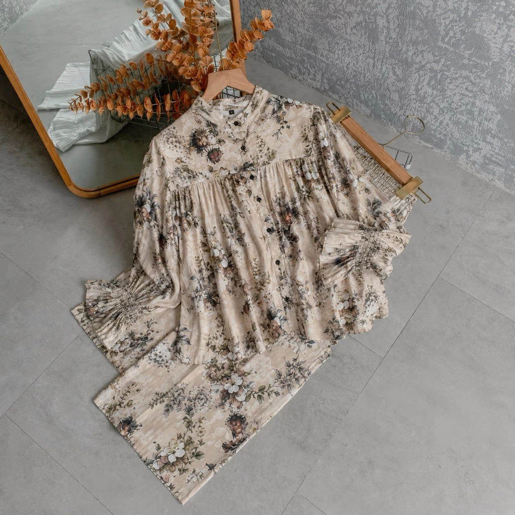 Setelan Rayon Motif Bahan Rayon Premium One Set Terbaru / Bahan Lembut Setelan Terbaru Kekinian JUMBO Setelan Celana Kulot Panjang - Image 5