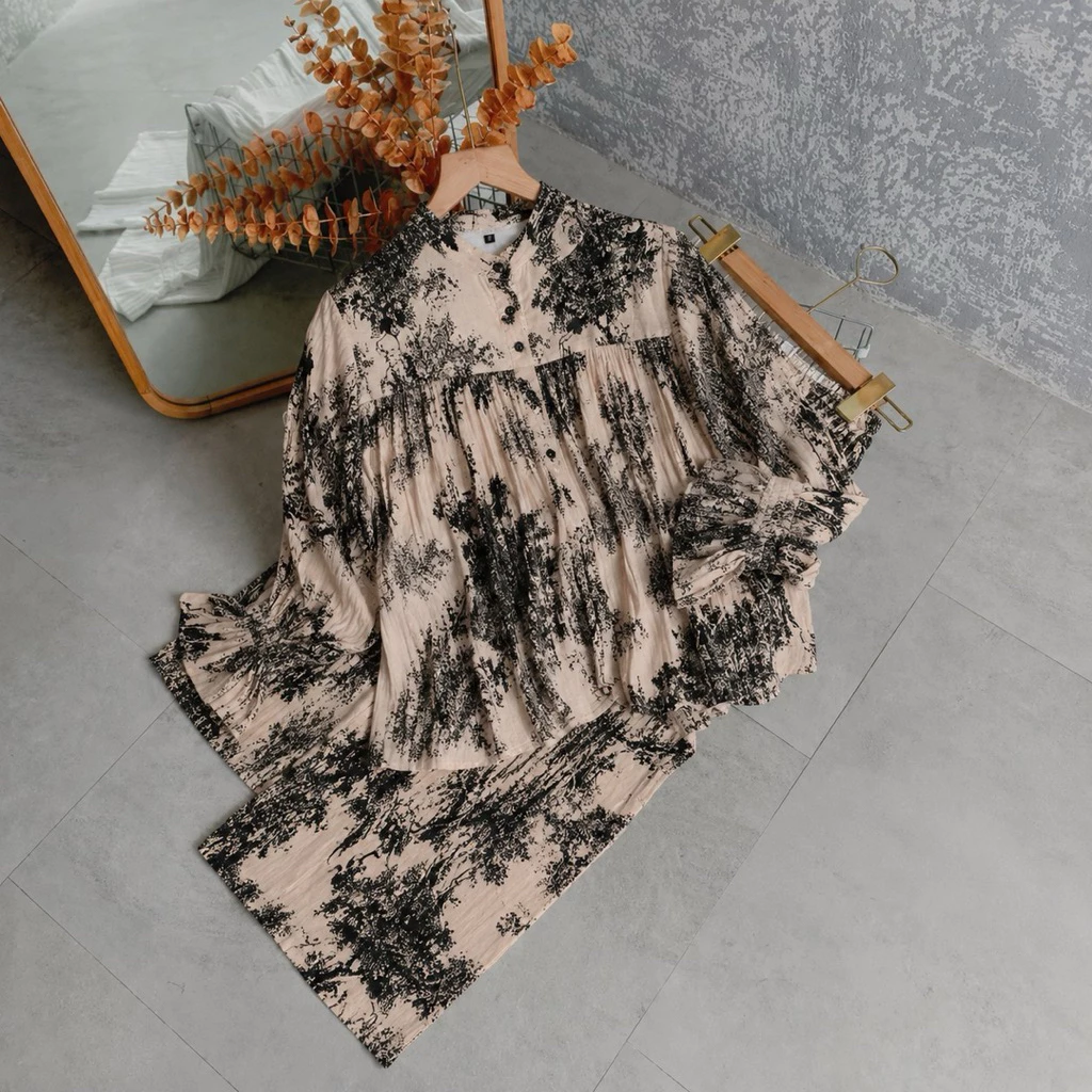 Setelan Rayon Motif Bahan Rayon Premium One Set Terbaru / Bahan Lembut Setelan Terbaru Kekinian JUMBO Setelan Celana Kulot Panjang - Image 4