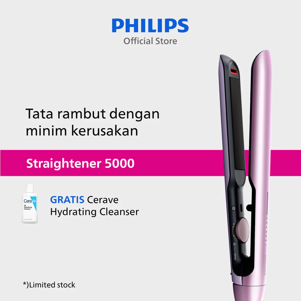 Philips | Straightener 5000 | Catokan Rambut | Rambut Lurus dengan Perlidungan ThermoShield Teknologi | BHS530/00