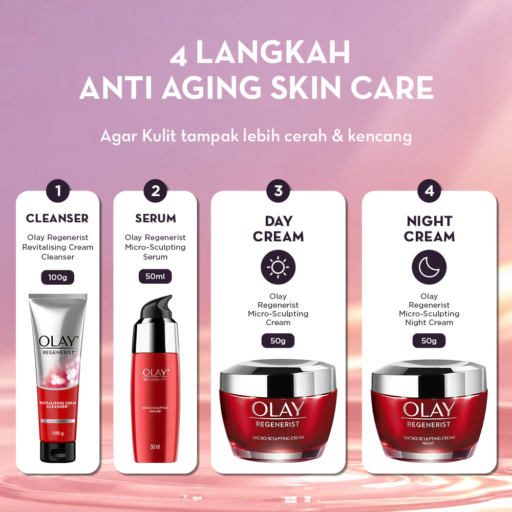 Olay Regenerist Set Ritual Krim Pelembab Pagi & Sabun Muka Anti Aging Skincare Tandem - Image 6